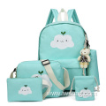 2022 Large Capacity Top Fashion Cute Cheap 5pcs Travel Canvas Backpack School Bag Set for Teenager Girls